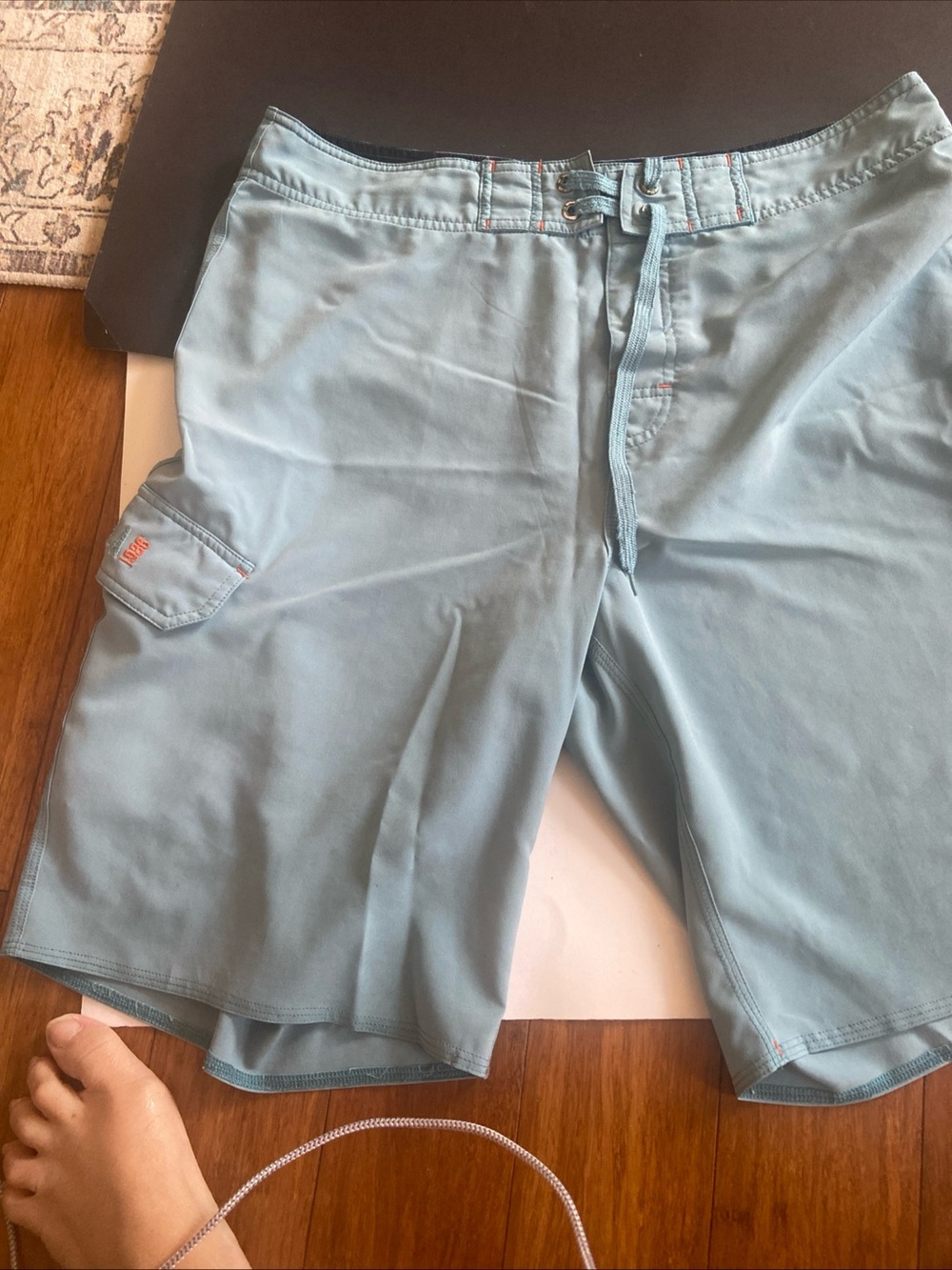 Kahala Men's Light Teal Cargo Swim Shorts with Secure Drawstring